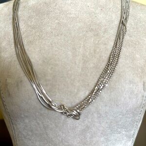 NWOT Italian sterling silver 925 stamped shot bead and snake chain knot necklace
